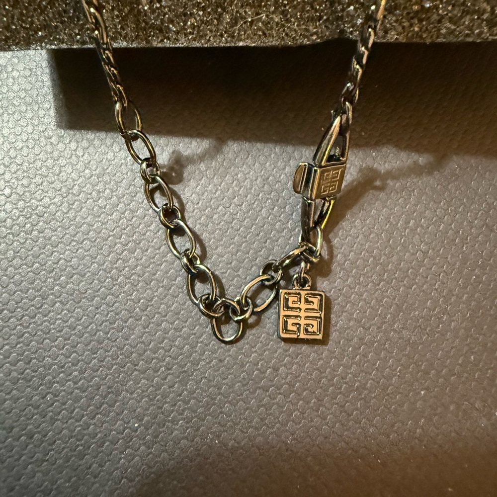 Givenchy Blue and Gunmetal Rare Stamped Necklace - Picture 6 of 10